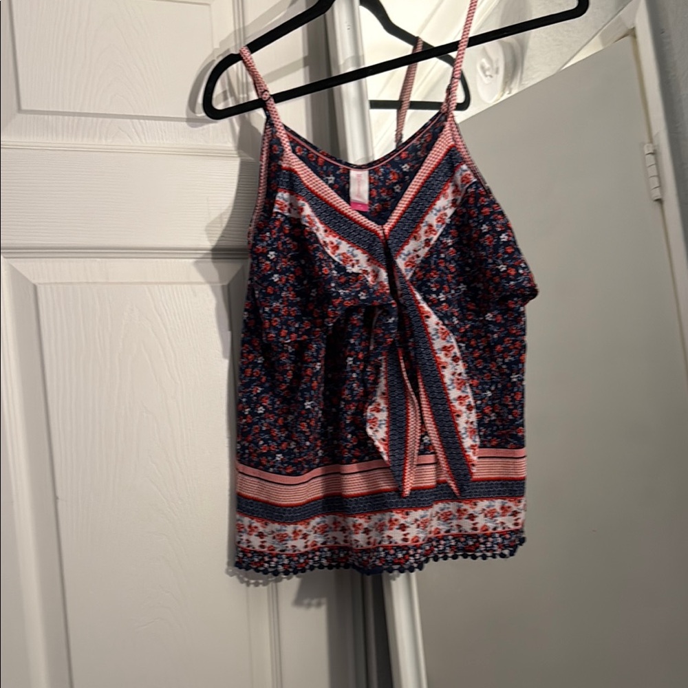 No Boundaries Black and Pink Ruffled Camisole